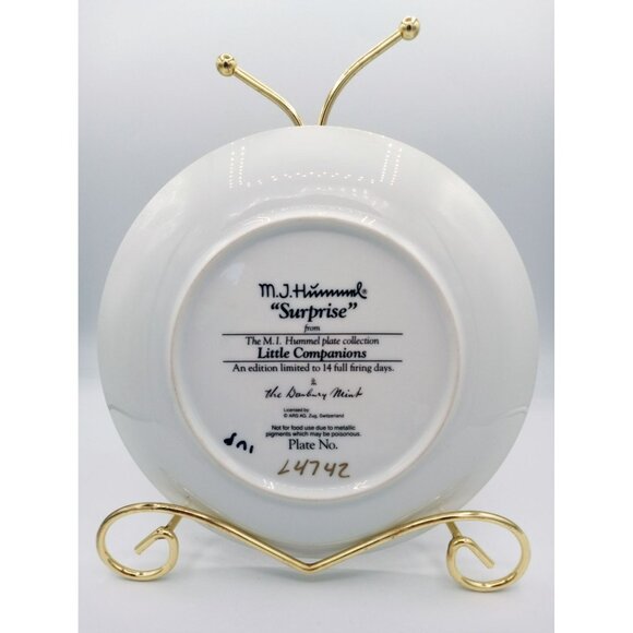 MJ Hummel Surprise Collector Plate Little Companions Danbury Mint Limited L4742 - Picture 6 of 12